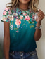 tanie T-shirty damskie-Damskie Podkoszulek Designerskie Druk 3D Kwiaty Graficzny Wzór Krótki rękaw Okrągły dekolt Codzienny Nadruk Odzież Odzież Designerskie Podstawowy Zielony