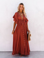 economico abiti stampati in cotone e lino-Per donna Verde militare Arancio Rosso Ruggine Nero Estate Primavera Autunno Abito Lungo Maxi Abito Abiti ispirati al lino Vestito Casual Vestito a ruota Boho Spiaggia Vestibilità comoda Colore Puro