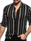 billiga fritidsskjortor för män-Herr Skjorta Knapp upp skjorta Casual skjorta Rubinrött Brun Grå Långärmad Randig Nedvikt Ledigt Dagligen Button-Down Kläder Bomull Mode Ledigt Andningsfunktion Bekväm