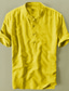 levne pánské neformální košile-pánská košile jednobarevný límeček street sportovní outdoor topy s krátkým rukávem bavlna ležérní denní prodyšné pohodlné henley světle modrá zelená špinavě bílá / léto / pláž