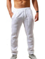 cheap Linen Pants-Men&#039;s Linen Pants Trousers Summer Pants Beach Pants Drawstring Plain Comfort Breathable Full Length Yoga Casual Weekend Streetwear Slim Black White Micro-elastic