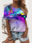 cheap Women&#039;s T-shirts-Women&#039;s T shirt Tee Designer 3D Print Graphic Graffiti Design Short Sleeve Round Neck Daily Print Clothing Clothes Designer Basic Blue Purple Pink