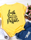 economico T-Shirt da donna-magliette con stampa di lettere di fede da donna magliette grafiche a manica corta top nere grandi