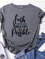 お買い得  レディースＴシャツ-女性の信仰の手紙プリントTシャツ半袖グラフィックTシャツトップスブラックラージ
