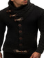 Недорогие кардиган мужской свитер-Муж. Вязаная ткань Кардиган Вязать кнопка Трикотаж Сплошной цвет Хомут Старинный Кардиган На каждый день Повседневные Одежда Зима Осень Черный Светло-серый S M L