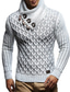 cheap Men&#039;s Pullover Sweater-Men&#039;s Sweater Cardigan Knit Button Knitted Geometric Stand Collar Basic Stylish Fall Winter White / Black White S M L / Long Sleeve