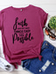 economico T-Shirt da donna-magliette con stampa di lettere di fede da donna magliette grafiche a manica corta top nere grandi