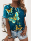 preiswerte T-Shirt-Damen T Shirt Design 3D-Druck Graphic Schmetterling Design Kurzarm Rundhalsausschnitt Täglich Bedruckt Kleidung Design Basic Grün