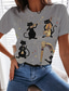 お買い得  レディースＴシャツ-ロメロムTシャツ女性サマートップス猫動物プリント魅力的な活気のある半袖Tシャツかわいい猫プリント夏ルーズトップス女性10代の女の子sm l xl xxltシャツ