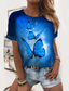 cheap Women&#039;s T-shirts-Women&#039;s T shirt Tee Designer 3D Print Graphic Butterfly Sparkly Glittery Design Short Sleeve Round Neck Daily Print Clothing Clothes Designer Basic Blue