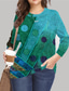 cheap Plus Size Blouses&amp;Shirts-Women&#039;s Plus Size Tops Blouse Graphic Tribal Print Long Sleeve Crewneck Basic Hoodie Daily Microfiber Fall Blue Wine / Regular Fit