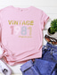 voordelige Dames T-shirts-Dames T-shirt Ontwerp Afdrukken Strakke ronde hals Ronde hals Vintage Jaren &#039;80 Tops Rood # 1 Blauw # 1 Grijs # 1