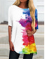 お買い得  Tシャツ ワンピース-女性用 T シャツドレス ミニドレス レインボー ハーフスリーブ 虹色 カラーグラデーション プリント 春 夏 ラウンドネック カジュアル 2022 S M L XL XXL 3XL