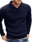 Недорогие мужской пуловер-свитер-Муж. Вязаная ткань Кардиган Вязать кнопка Трикотаж Сплошной цвет V-образный вырез Стиль Старинный Одежда Зима Осень Черный Пурпурный S M L