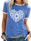 preiswerte T-Shirt-Damen T Shirt Design Heißprägen Graphic Herz Gänseblümchen Design Kurzarm Rundhalsausschnitt Täglich Patchwork Bedruckt Kleidung Design Basic Schwarz Blau Grau