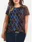 preiswerte Plus Size T-Shirt-Damen Übergröße Oberteile T-Shirt Grafik Geometrie Bedruckt Kurzarm Rundhalsausschnitt Grundlegend Täglich Festtage Baumwoll-Spandex-Trikot Sommer Blau Rot
