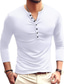 preiswerte Henley-Hemden für Herren-Herren T Shirt Langarm Volltonfarbe Ständer Casual Täglich Button-Down Kleidung Leicht Casual Klassisch Wein Grün Weiß