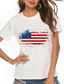 cheap Women&#039;s T-shirts-Women&#039;s T shirt Tee Designer Hot Stamping Graphic USA Stars and Stripes Design National Flag Short Sleeve Round Neck Independence Day Print Clothing Clothes Designer Basic White Black Gray