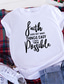 זול טישרטים לנשים-חולצות הדפסת מכתבי אמונה של נשים חולצות טי גרפי שרוול קצר שחור גדול