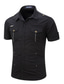 billiga fritidsskjortor för män-Herr Skjorta Sommarskjorta Solid färg Nedvikt Svart Vit Kaki Ledigt Dagligen Kortärmad Button-Down Kläder Bomull Mode Ledigt Andningsfunktion Bekväm