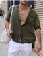 billige fritidsskjorter for menn-herreskjorte ensfarget turndown avslappet daglig button-down topper med halve ermer avslappet mote pustende komfortabel grønn hvit svart sommerskjorte