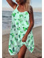 cheap Casual Dresses-Women&#039;s Strap Dress Short Mini Dress Green White Purple Sleeveless Butterfly Animal Print Summer U Neck Casual Holiday Loose 2022 S M L XL XXL