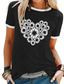 cheap Women&#039;s T-shirts-Women&#039;s T shirt Tee Designer Hot Stamping Graphic Heart Daisy Design Short Sleeve Round Neck Daily Patchwork Print Clothing Clothes Designer Basic Black Blue Gray