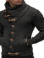 Недорогие кардиган мужской свитер-Муж. Вязаная ткань Кардиган Вязать кнопка Трикотаж Сплошной цвет Хомут Старинный Кардиган На каждый день Повседневные Одежда Зима Осень Черный Светло-серый S M L
