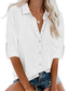 economico Bluse da donna-camicetta da donna tinta unita manica lunga colletto della camicia business basic elegante top