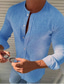 お買い得  メンズカジュアルシャツ-男性用 シャツ ソリッド ラウンドネック カジュアル 日常 ボタンダウン 長袖 トップの カジュアル ファッション 高通気性 快適 グリーン ブラック ブルー