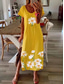 Χαμηλού Κόστους Casual Φορέματα-Γυναικεία Φόρεμα ριχτό Μακρύ φόρεμα Θαλασσί Μαύρο Γκρίζο Κίτρινο Κοντομάνικο Φλοράλ Σκίσιμο Στάμπα Άνοιξη Καλοκαίρι Στρογγυλή Λαιμόκοψη Βασικό Καθημερινό Φαρδιά 2022 Τ M L XL XXL 3XL