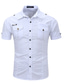 Χαμηλού Κόστους ανδρικά πουκάμισα casual-Ανδρικά Πουκάμισο Καλοκαιρινό πουκάμισο Μονόχρωμο Απορρίπτω Μαύρο Λευκό Χακί Causal Καθημερινά Κοντομάνικο Κουμπί-Κάτω Ρούχα Βαμβάκι Μοντέρνα Καθημερινό Αναπνέει Άνετο