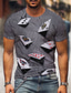 economico T-shirt 3D da Uomo-t shirt da uomo fantasia poker girocollo manica corta grigio viola giallo party quotidiano stampa top casual t-shirt grafiche