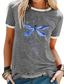abordables Camisetas de mujer-Camiseta con estampado de libélula en color para mujer, camiseta de manga corta, cuello redondo, camisetas, tops casuales para mujer