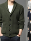 cheap Men&#039;s Cardigan Sweater-Men&#039;s Sweater Cardigan Knit Button Pocket Solid Color Shirt Collar Basic Stylish Clothing Apparel Winter Fall Black Blue S M L