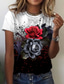 billige T-shirts til kvinde-Dame T-shirt Designer 3D-udskrivning Blomstret Grafisk Farveblok Design Kortærmet Rund hals Daglig Trykt mønster Tøj Tøj Designer Basale Sort
