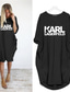 Χαμηλού Κόστους T-Shirt Φορέματα-Γυναικεία Κοντομάνικο φόρεμα Φόρεμα μέχρι το γόνατο Θαλασσί Λευκό Μαύρο Γκρίζο Μακρυμάνικο Γράμμα Τσέπη Άνοιξη Καλοκαίρι Στρογγυλή Λαιμόκοψη Καθημερινό 2022 Τ M L XL XXL 3XL 4XL 5XL / Φαρδιά