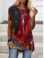 お買い得  レディースＴシャツ-女性用 Tシャツドレス チュニック Tシャツ デザイナー 3Dプリント グラフィック カラーブロック 幾何学模様 デザイン 半袖 ラウンドネック カジュアル プリント 服装 デザイナー ベーシック ボヘミアン ブルー グレー パープル
