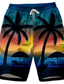 billiga Badkläder och strandshorts-Herr Badshorts Boardshorts Badkläder Nät Mönster Strand Växter Landskap Sommar / Medium Midja