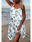 cheap Casual Dresses-Women&#039;s Strap Dress Short Mini Dress Green White Purple Sleeveless Butterfly Animal Print Summer U Neck Casual Holiday Loose 2022 S M L XL XXL
