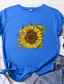 ieftine Tricouri Damă-tricou dama imprimeu de baza flori/florale de baza decolteu rotund maneca stard vara verde mazare albastru alb negru rosu inchis