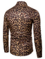 cheap Men&#039;s Printed Shirts-Mens Leopard Print Shirt Men&#039;s Shirt Turndown Brown Gray Street Casual Long Sleeve Print Clothing Apparel Fashion Streetwear Cool Designer