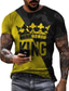 cheap Men&#039;s 3D T-shirts-Men&#039;s Tee T shirt Tee Designer Summer Short Sleeve Graphic King Print Plus Size Crew Neck Casual Daily Clothing Clothes Regular Fit Designer Basic Casual Blue Yellow Red