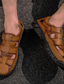 halpa Miesten sandaalit-Miesten Sandaalit Käsinompeleminen Fisherman sandaalit Comfort Sandaalit Roomalaiset kengät Rantatyyliä ulko- Päivittäin Nappanahka Hengittävä Käsintehty Non-liukastumisen Musta Ruskea Kevät Kesä
