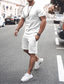 cheap Men&#039;s Tracksuits-Men&#039;s Tracksuit Solid Color Daily Weekend 2 Piece Sporty Short Sleeve Tops Sporty Casual / Sporty White Blue Yellow / Summer / Mid Waist