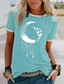 Χαμηλού Κόστους Γυναικεία T-Shirts-Γυναικεία Μπλουζάκι Υψηλής Ποιότητας Καυτή σφράγιση Γραφική Σχέδιο Κοντομάνικο Στρογγυλή Λαιμόκοψη Καθημερινά Εξόδου Ρούχα Ρούχα Υψηλής Ποιότητας Βασικό Πράσινο του τριφυλλιού Θαλασσί Γκρίζο