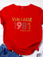 abordables Camisetas de mujer-Mujer Camiseta Diseño Estampado Cuello Barco Escote Redondo Vintage Años 80 Tops Rojo # 1 Azul # 1 Gris # 1