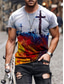 ieftine Tricouri 3D Bărbați-Bărbați Tricou Tricouri Designer Șic &amp; Modern Vară Manșon scurt Gri+Roșu Roșu / albastru Combinații Gri Deschis Credinţă Imprimeu Mărime Plus Stil Nautic Casual Zilnic Îmbrăcăminte Îmbrăcăminte