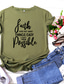 お買い得  レディースＴシャツ-女性の信仰の手紙プリントTシャツ半袖グラフィックTシャツトップスブラックラージ