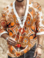 billiga Skjortor med tryck för män-Herr Skjorta Blommig Kinakrage Ledigt Dagligen Snörning Halvlång ärm Blast Designer Ledigt Mode Andningsfunktion Vit Blå Orange